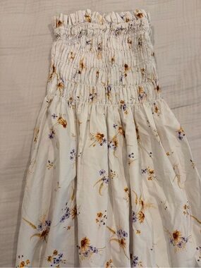 White Floral Smocked Sundress with Yellow & Lavender Flowers